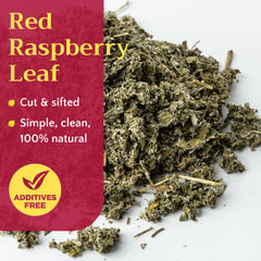 ZEMLYANA loose red raspberry leaf close-up showing natural texture
