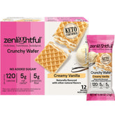 Zenlightful box front view showing vanilla keto wafer packaging and nutrition benefits