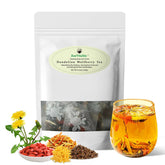 ZenVitality front packaging showing organic 120g box and 12 tea bags, clear labeling benefit