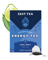 Zest front packaging 15ct box showing bold Earl Grey and caffeine benefit