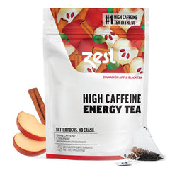 Zest front packaging showing cinnamon apple spice and 20-count pouch benefit: clear product identification
