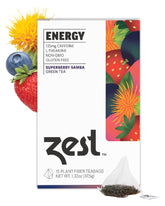 Zest Superberry Samba front box showing vibrant strawberry acai artwork and benefits