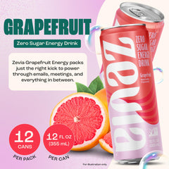 Zevia grapefruit can close-up highlighting label details and crisp carbonation