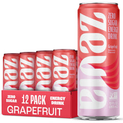 Zevia grapefruit front packaging showing 12-pack and branding for easy stocking