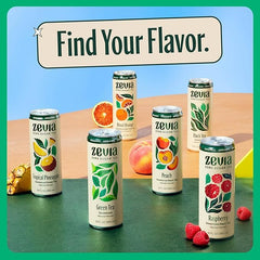 Zevia cans on table with glass and garnish showcasing social serving idea