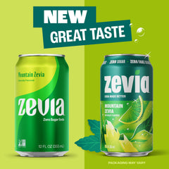 Zevia Mountain pouring into a glass with fizz showing refreshing citrus taste