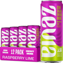 Zevia front packaging 12-pack showing flavor and zero sugar benefit