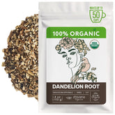 Zhivana Organics front packaging showing organic dandelion root tea for pure cleansing