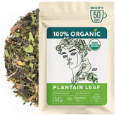 Zhivana Organics front packaging showing organic plantain tea and freshness