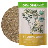 Zhivana Organics front packaging showing organic St John’s Wort and clear labeling benefit