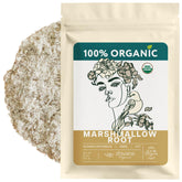 Zhivana Organics front packaging showing organic marshmallow root, promotes clarity