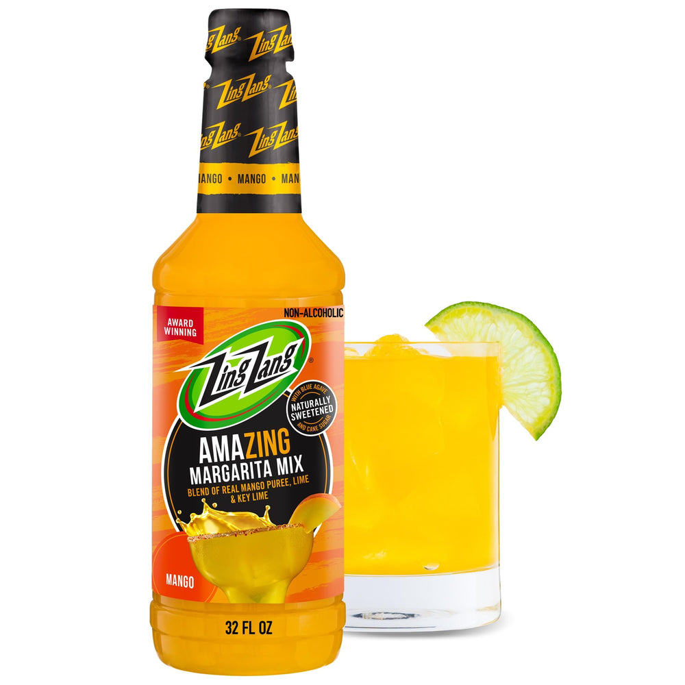 Zing Zang front packaging showing bottle and product benefit quick cocktails