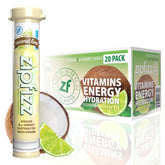 Zipfizz coconut lime front pouch showing packaging and flavor benefit