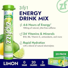 Zipfizz mixed drink in clear bottle showing fizzy hydration and vitamins