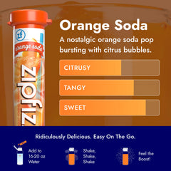 Zipfizz mixed drink in clear bottle demonstrating vibrant orange flavor and hydration