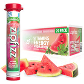 Zipfizz front packaging showing watermelon flavor and benefits