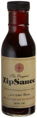 ZipSauce bottle front view showing label and pour spout, improves flavor