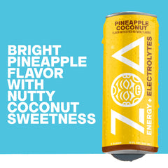 ZOA Pineapple Coconut pouring into glass showing fizzy texture and refreshing appeal