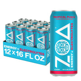 ZOA Tropical Punch front packaging showing 12-pack and refreshing look