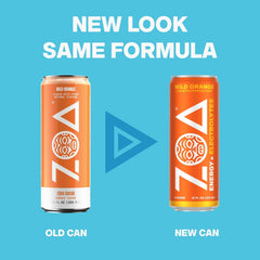 ZOA Wild Orange open can pouring into glass illustrating refreshing citrus pour