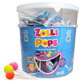 Zollipops front tub showing branding and no-sugar benefit