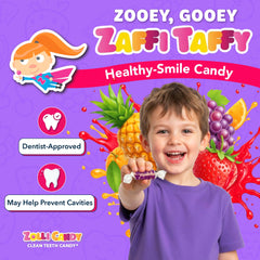 Zollipops taffy close-up texture highlighting chewy fruit flavor benefit