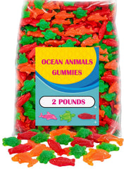 ZompoZ front packaging showing resealable 2 lb bag and colorful sea creature gummies for parties