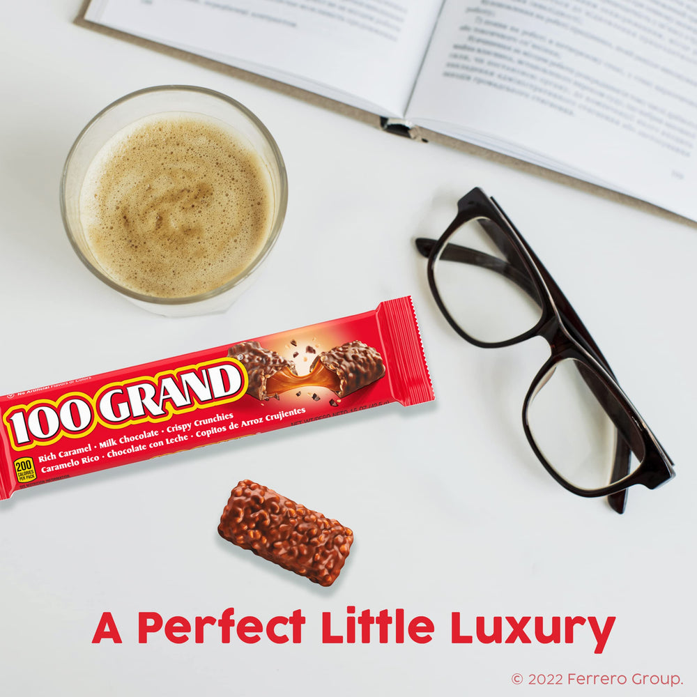 Stacked 100 Grand bars arranged for sharing at parties or events