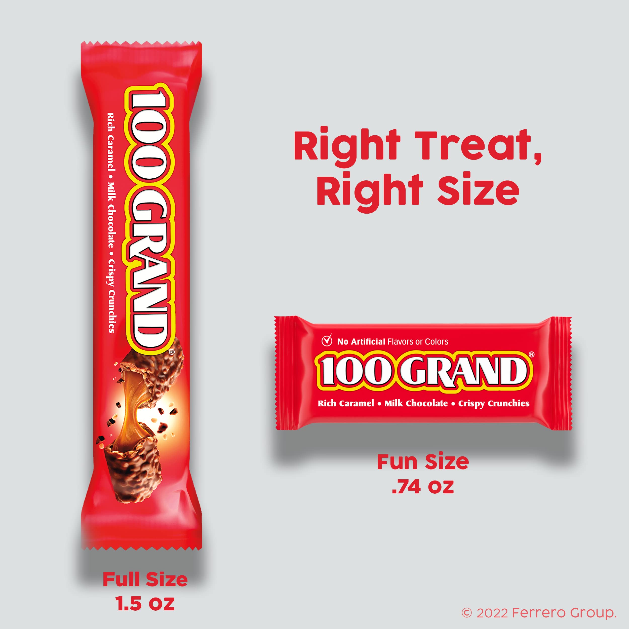 100 Grand bar held in hand to show true full-size scale