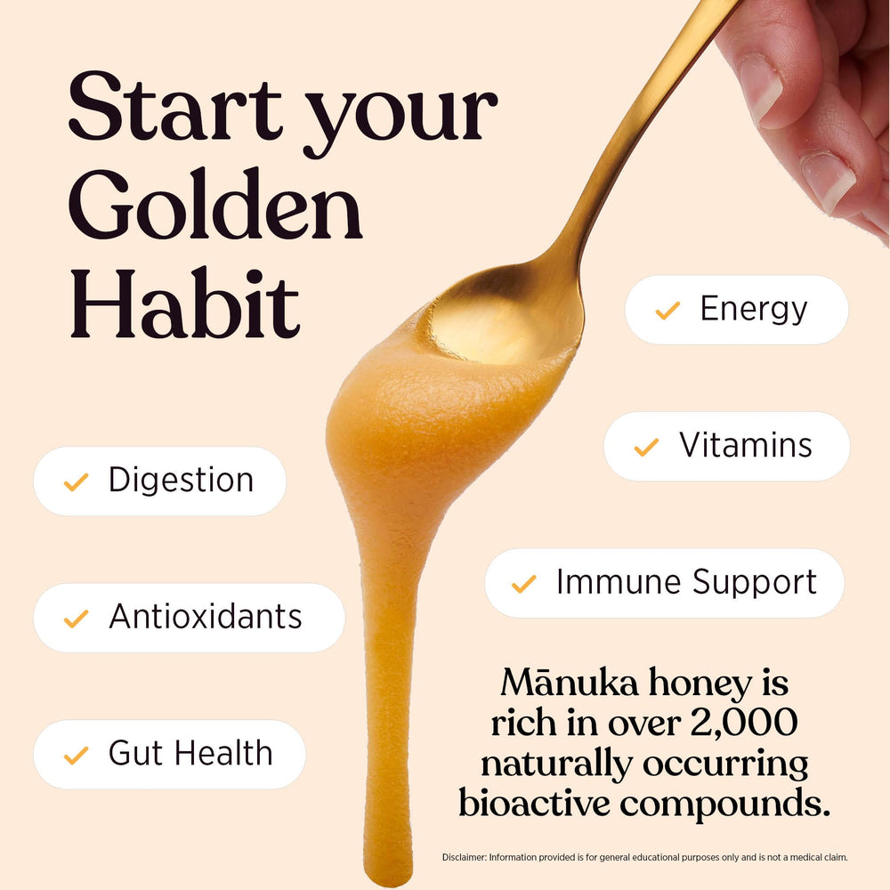 100% Pure New Zealand Honey lifestyle shot with New Zealand landscape sourcing
