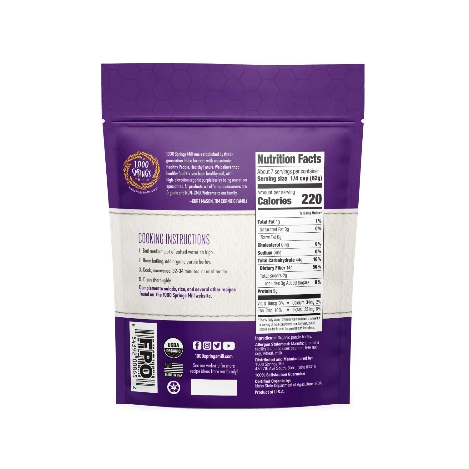 1000 Springs Mill cooked barley porridge in bowl demonstrates versatility and warming breakfast option