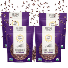 1000 Springs Mill front packaging shows resealable bag and organic purple barley benefit freshness