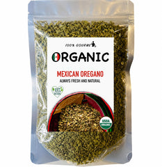 100% Gourmet front package showing organic oregano and clear labeling benefit: freshness