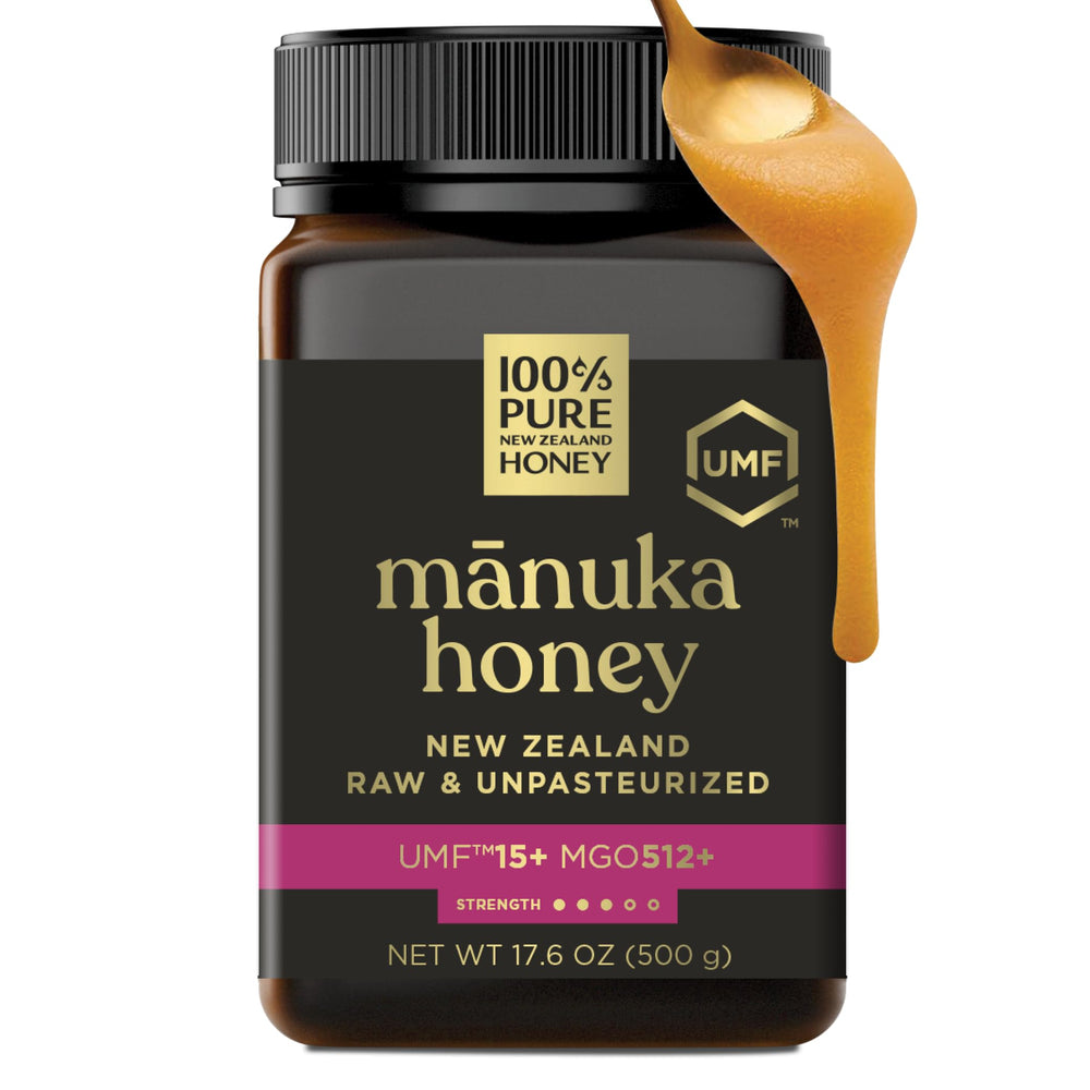 100% Pure New Zealand Honey front jar showing label and premium packaging benefit