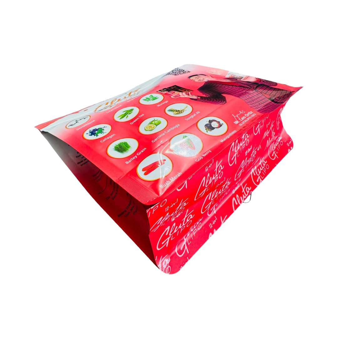 12-in-1 Glutalipo lifestyle on table with fruit, convenient everyday beverage benefit