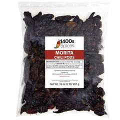 1400S SPICES whole Morita chipotle front packaging showing quantity and smoky chiles benefit
