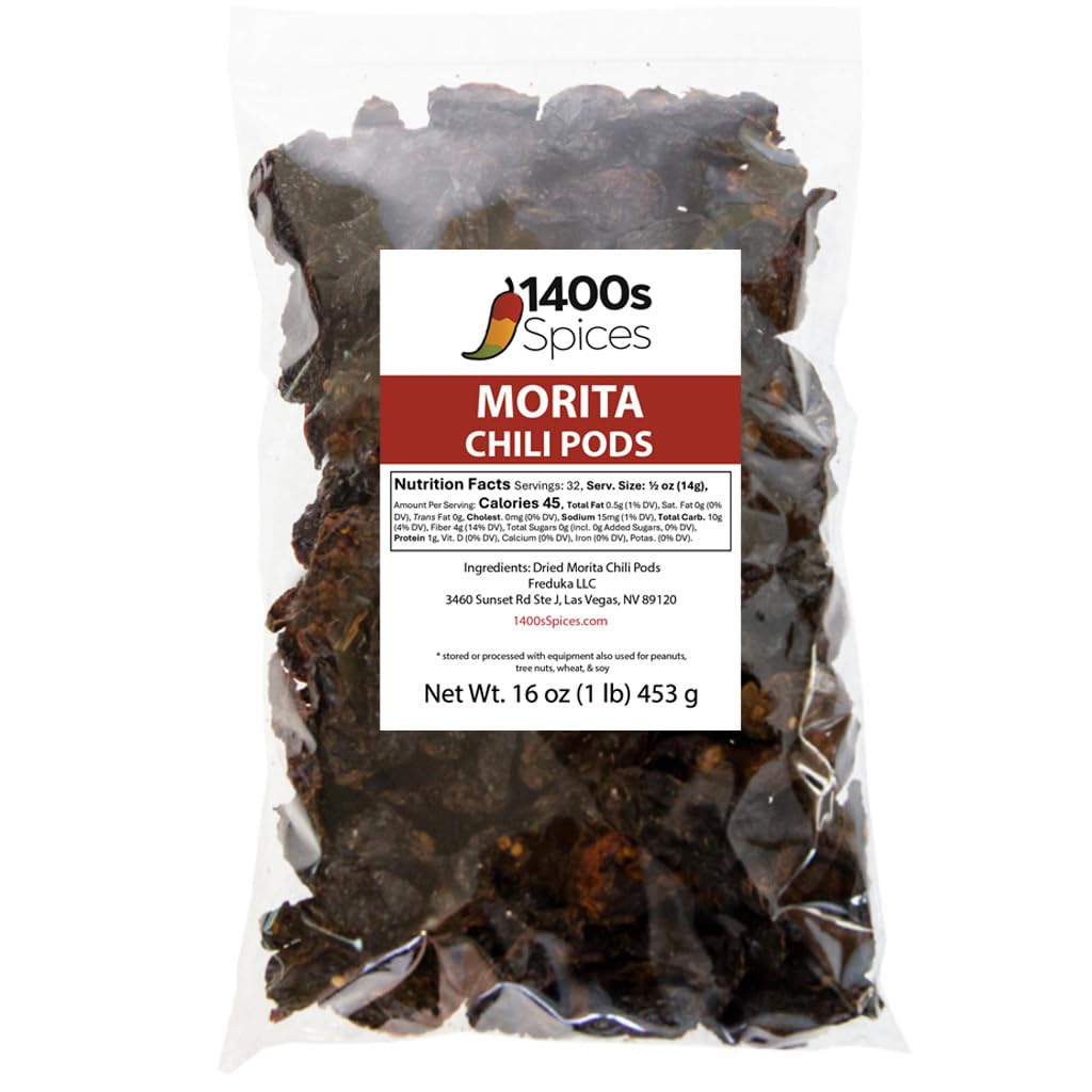 1400S SPICES front packaging showing whole Morita chipotles and weight benefit