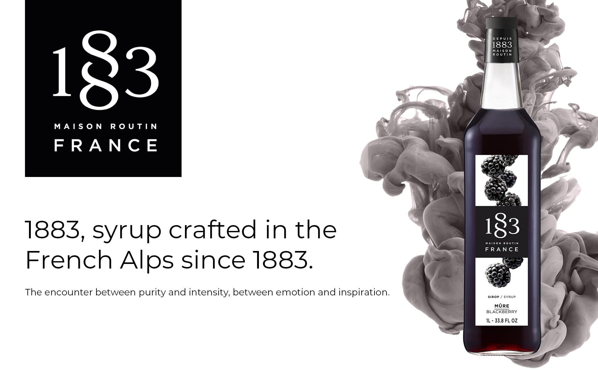 1883 MAISON ROUTIN pour stream into a glass showing smooth flow for accurate dosing