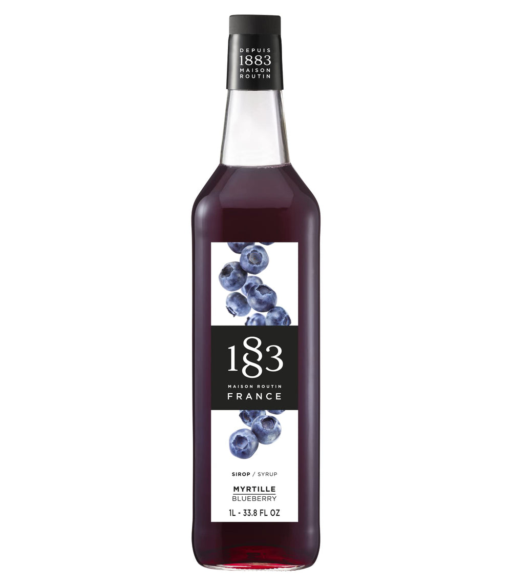 1883 MAISON ROUTIN front bottle view showing blueberry syrup and premium label benefit