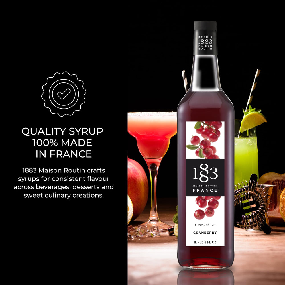 1883 MAISON ROUTIN syrup texture in jar showing glossy consistency and mixability