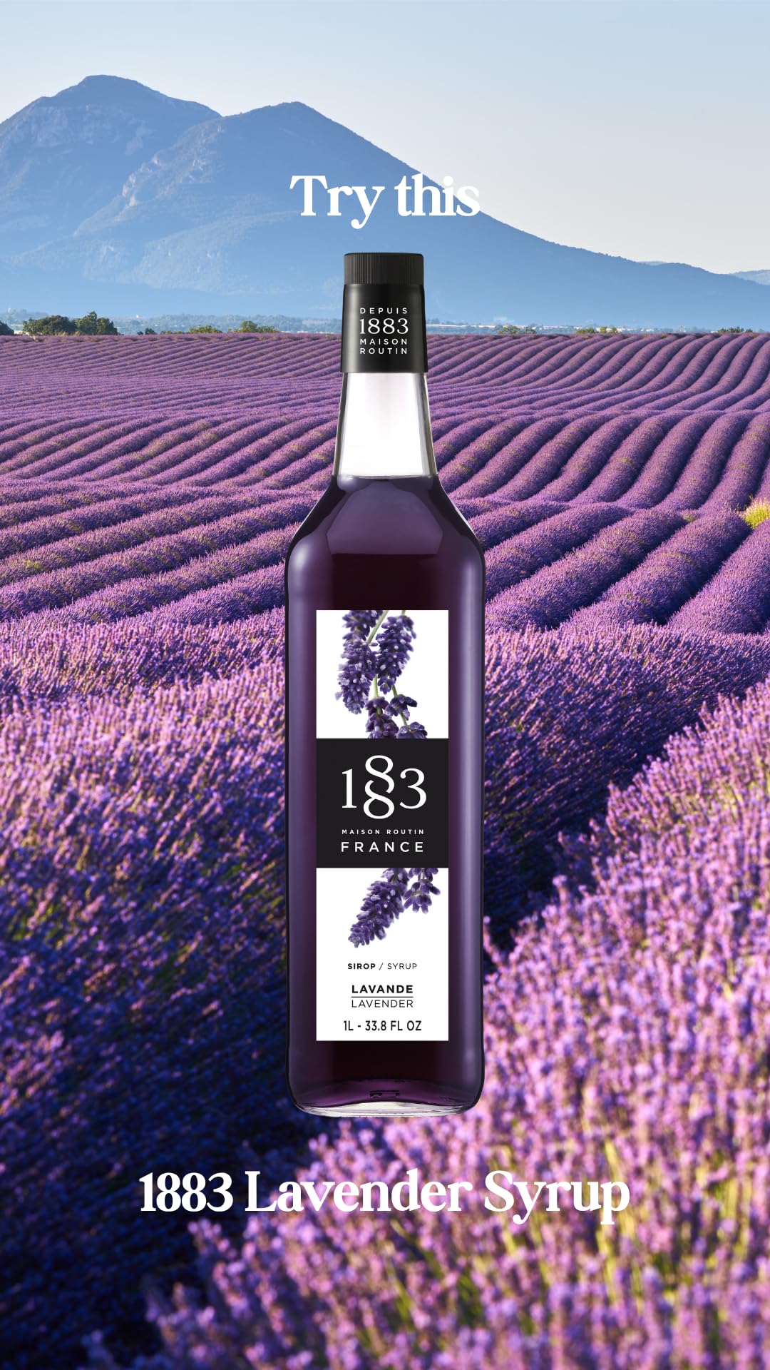 1883 MAISON ROUTIN syrup poured into latte showing floral aroma enhancement