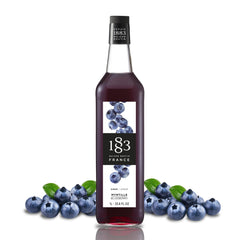 1883 Maison Routin front bottle view showing blueberry syrup and premium branding