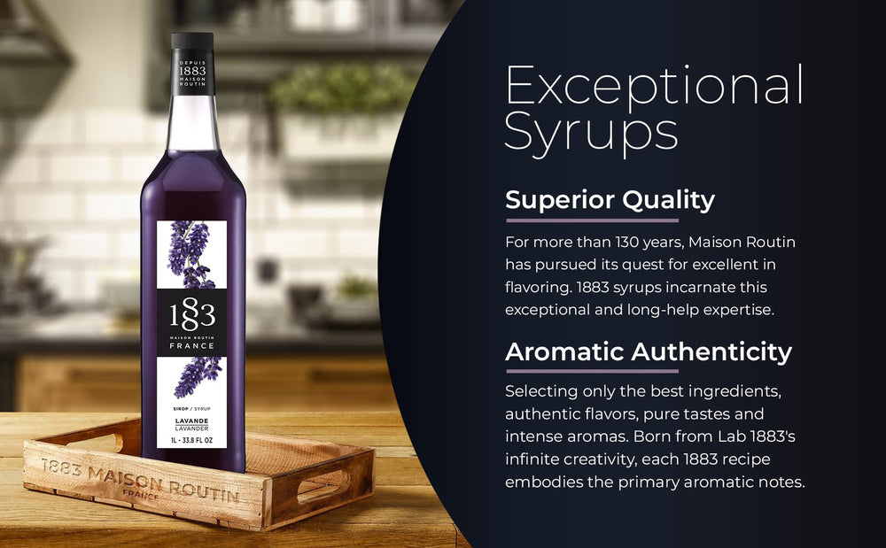 1883 MAISON ROUTIN alongside fresh lavender sprigs highlighting natural aroma benefit
