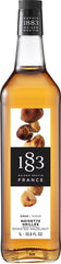 1883 MAISON ROUTIN roasted hazelnut syrup bottle front view for consistent café flavor