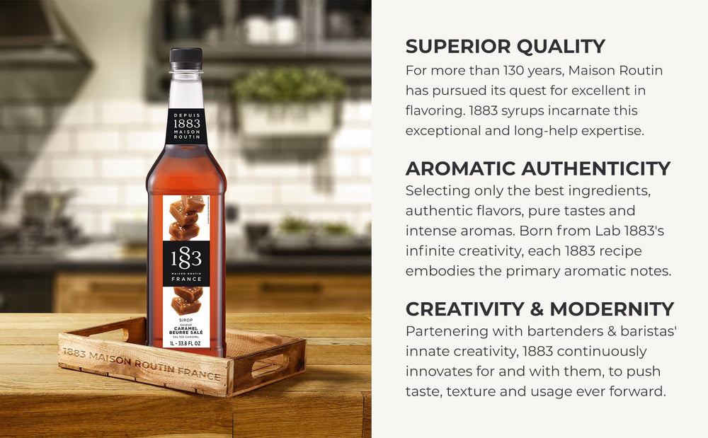 1883 MAISON ROUTIN syrup added to a latte for creamy caramel flavor benefit