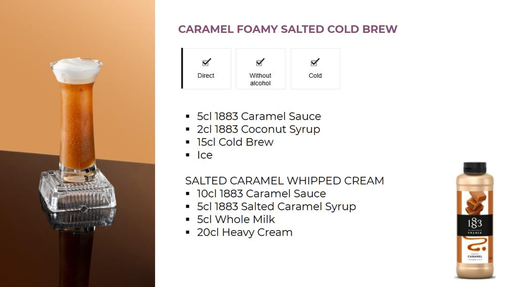 1883 Maison Routin syrup mixed in iced coffee delivering balanced sweet-salty taste