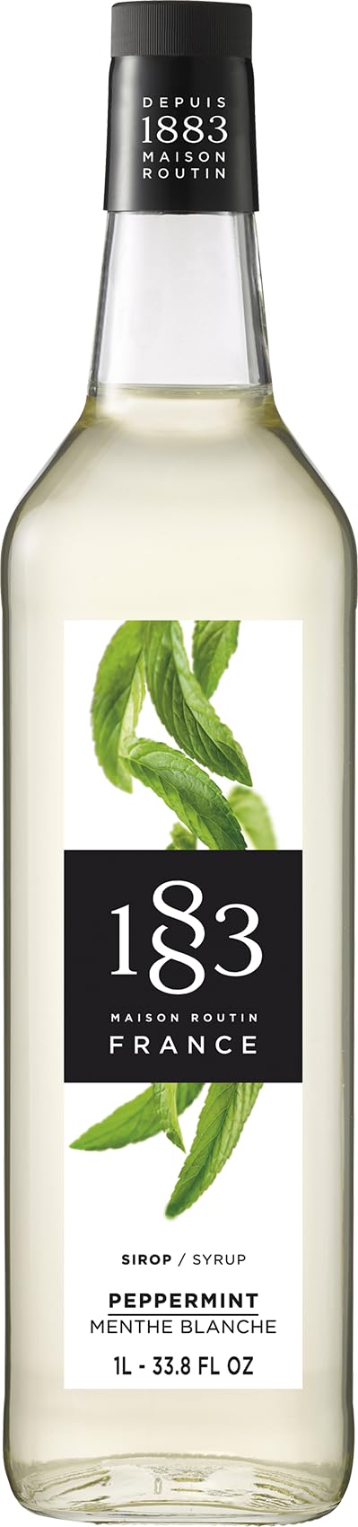 1883 peppermint syrup front bottle showing clean French packaging and quick identification