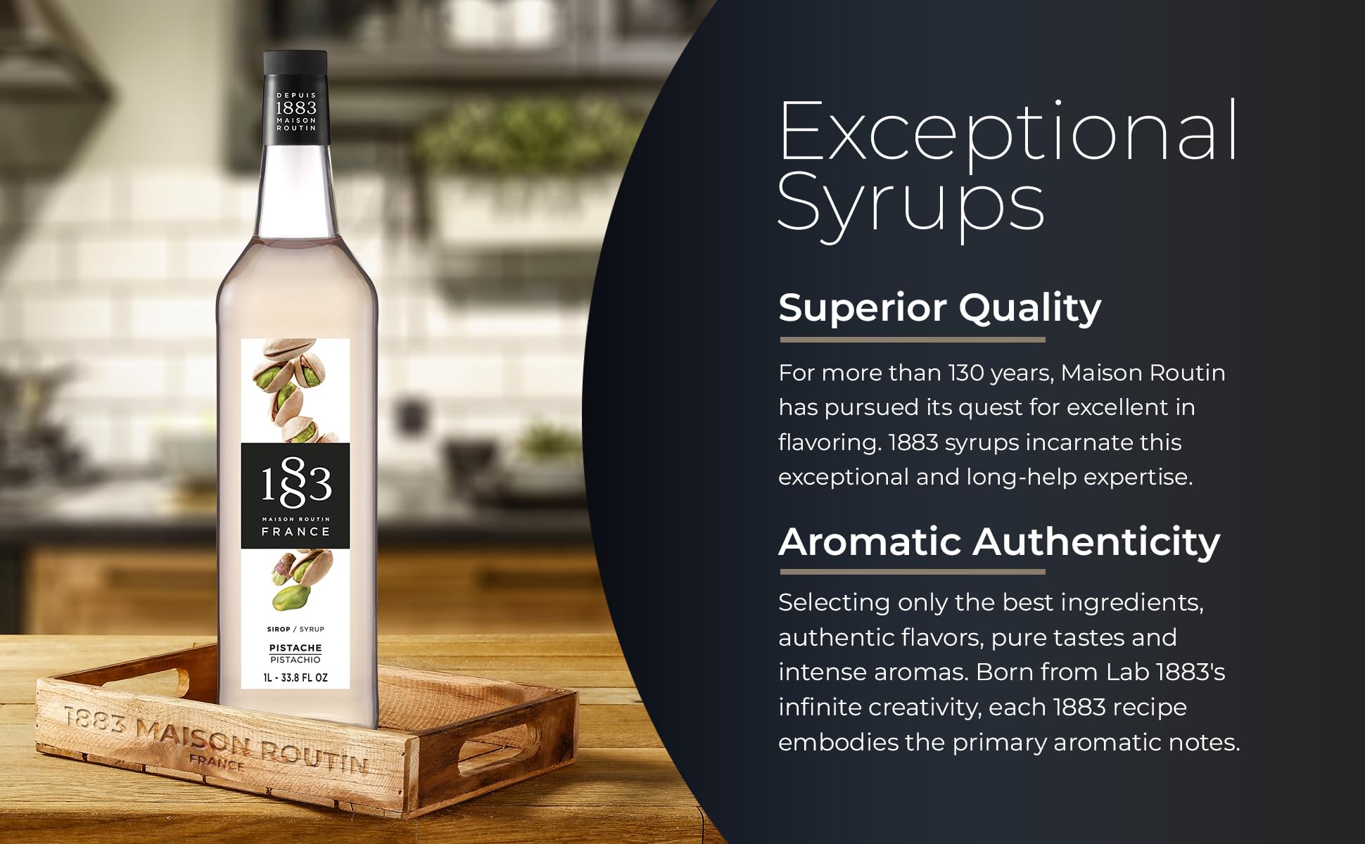 1883 Maison Routin pistachio cocktail garnished to show mixology versatility and depth