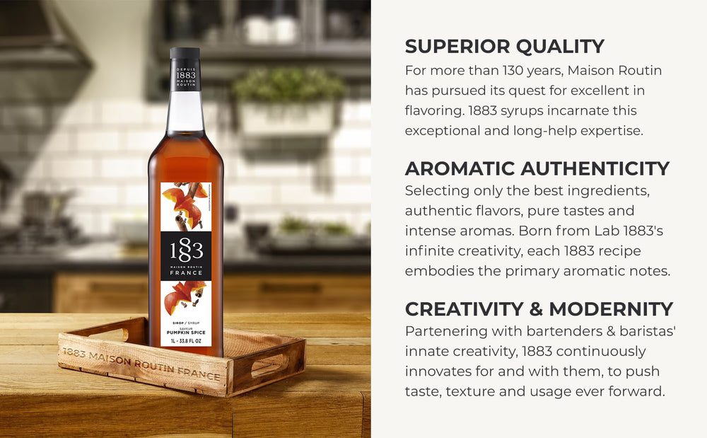 1883 MAISON ROUTIN pumpkin spice syrup in cocktail with garnish showing cocktail pairing benefit