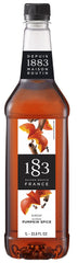 1883 MAISON ROUTIN front view of 1L pumpkin spice bottle showing packaging and size benefit
